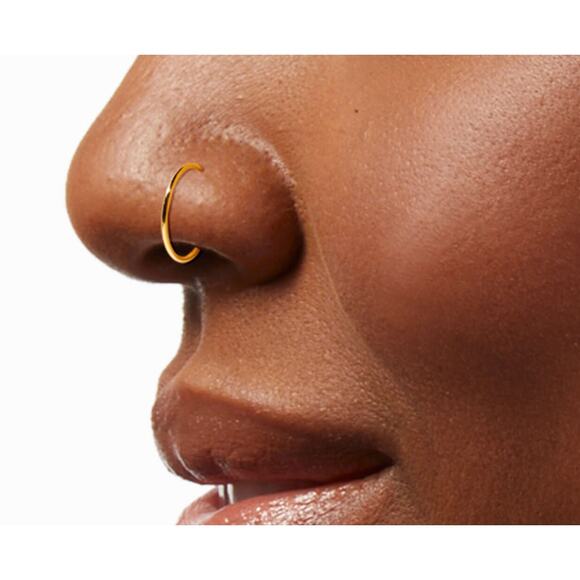 New Claire's 22G Gold-tone Sterling Silver Flower Nose Studs & Hoop - 9 Pack - Picture 7 of 7